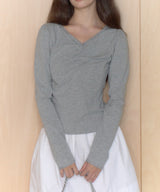 【GIUNON】shirring stretch lace long-t / シャーリングストレッチレースロンT