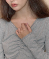 【GIUNON】shirring stretch lace long-t / シャーリングストレッチレースロンT