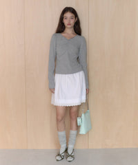 【GIUNON】shirring stretch lace long-t / シャーリングストレッチレースロンT