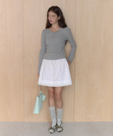 【GIUNON】shirring stretch lace long-t / シャーリングストレッチレースロンT