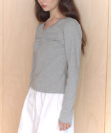 【GIUNON】shirring stretch lace long-t / シャーリングストレッチレースロンT