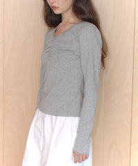 【GIUNON】shirring stretch lace long-t / シャーリングストレッチレースロンT