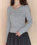 【GIUNON】shirring stretch lace long-t / シャーリングストレッチレースロンT