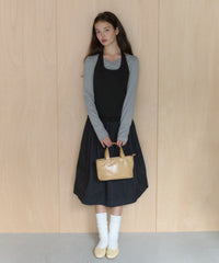 【GIUNON】shirring stretch lace long-t / シャーリングストレッチレースロンT