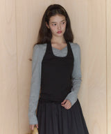 【GIUNON】shirring stretch lace long-t / シャーリングストレッチレースロンT