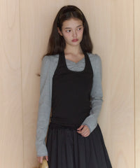 【GIUNON】shirring stretch lace long-t / シャーリングストレッチレースロンT