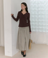 【GIUNON】shirring stretch lace long-t / シャーリングストレッチレースロンT