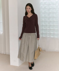 【GIUNON】shirring stretch lace long-t / シャーリングストレッチレースロンT