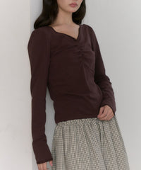 【GIUNON】shirring stretch lace long-t / シャーリングストレッチレースロンT