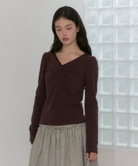 【GIUNON】shirring stretch lace long-t / シャーリングストレッチレースロンT