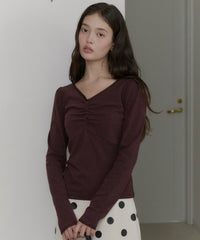 【GIUNON】shirring stretch lace long-t / シャーリングストレッチレースロンT