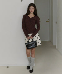 【GIUNON】shirring stretch lace long-t / シャーリングストレッチレースロンT