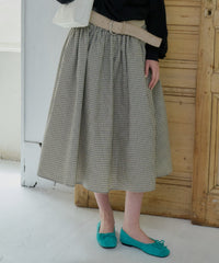 【GIUNON】shirring frill check skirt / シャーリングフリルチェックスカート