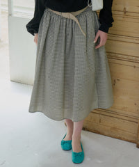 【GIUNON】shirring frill check skirt / シャーリングフリルチェックスカート