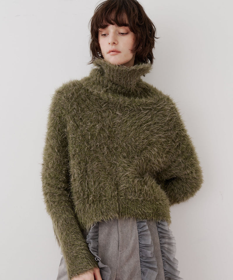 MIXフェザーヤーンボリュームタートルニット