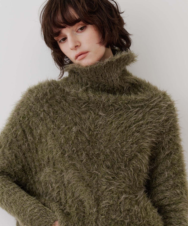 MIXフェザーヤーンボリュームタートルニット