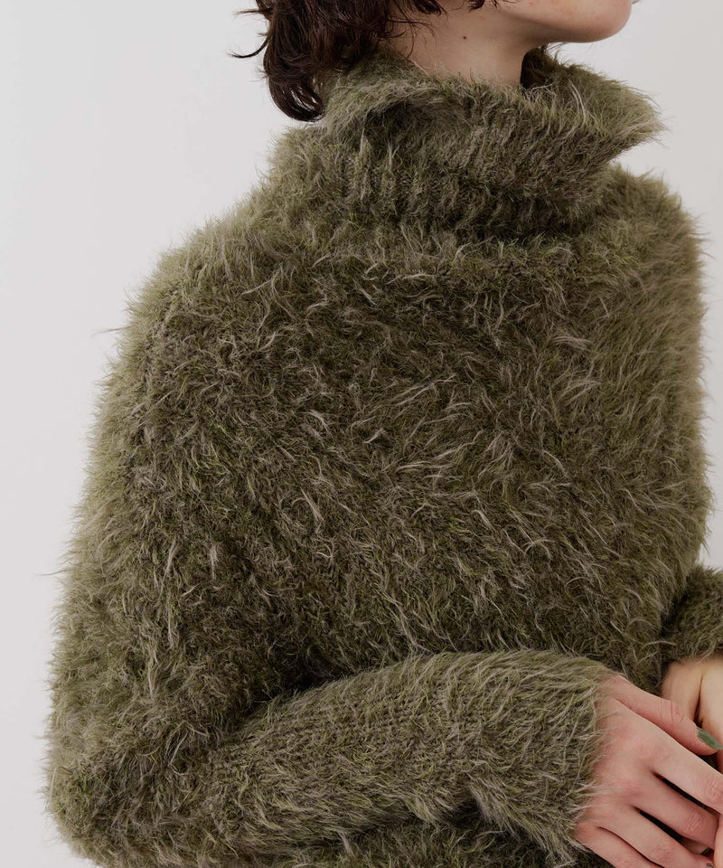 MIXフェザーヤーンボリュームタートルニット