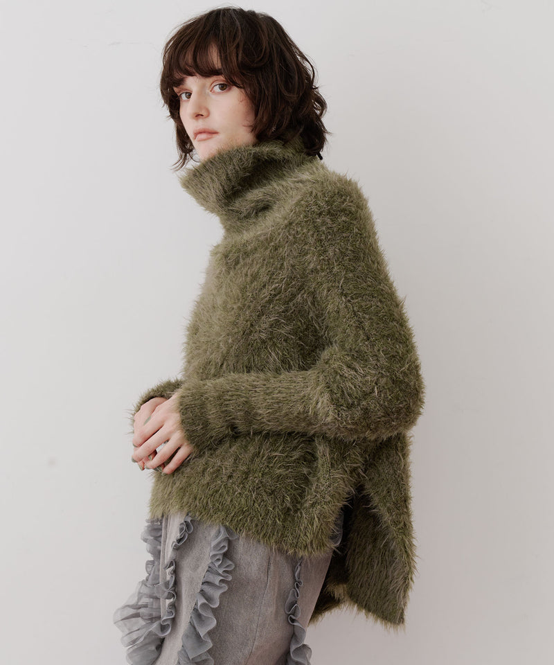 MIXフェザーヤーンボリュームタートルニット