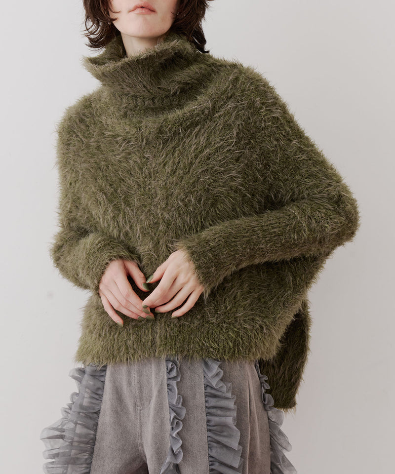 MIXフェザーヤーンボリュームタートルニット