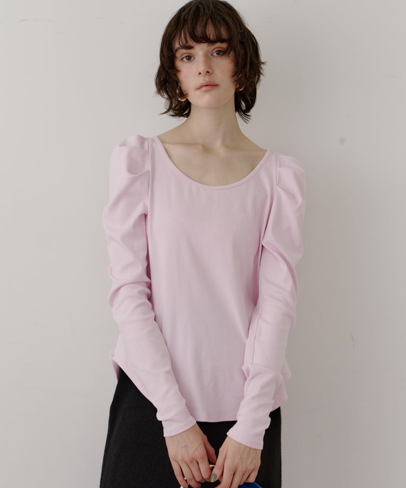 【予約10%OFF】ギャザーパフロングスリーブカットソー