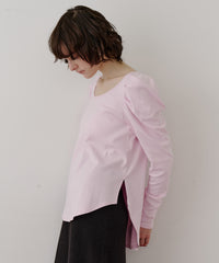【予約10%OFF】ギャザーパフロングスリーブカットソー
