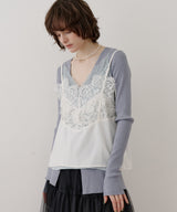 【予約開始待ち】モチーフレース×サテンキャミ