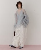 【一部カラー予約】デニム×ギャザーチュールパンツ