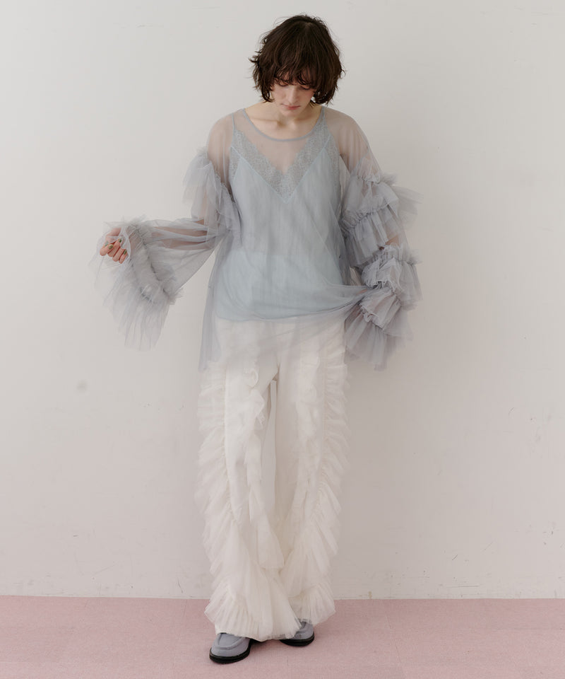ボリュームチュールギャザーデザインTOPS