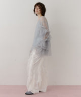 【一部カラー予約】デニム×ギャザーチュールパンツ