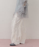 【一部カラー予約】デニム×ギャザーチュールパンツ