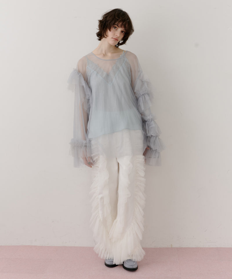 ボリュームチュールギャザーデザインTOPS
