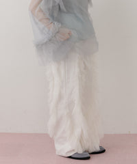 【一部カラー予約】デニム×ギャザーチュールパンツ