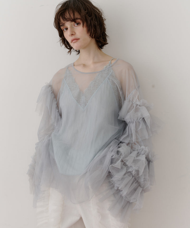 ボリュームチュールギャザーデザインTOPS