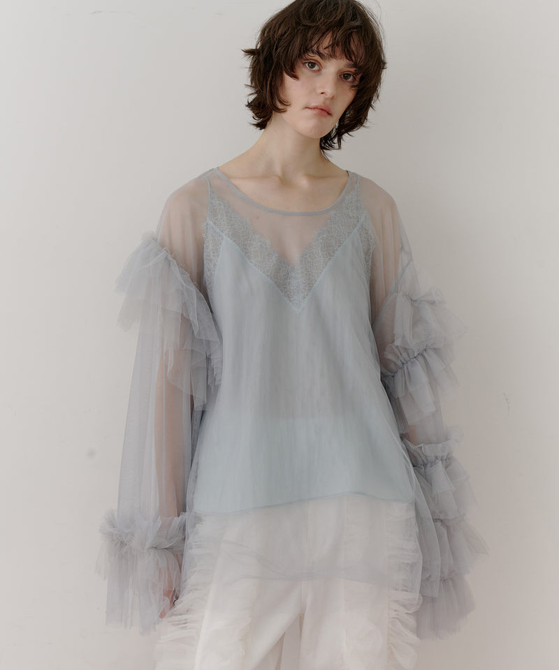 ボリュームチュールギャザーデザインTOPS
