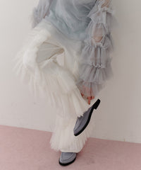 【一部カラー予約】デニム×ギャザーチュールパンツ