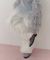 【一部カラー予約】デニム×ギャザーチュールパンツ