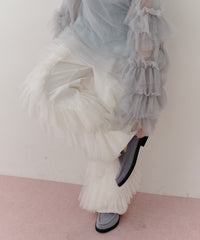 【一部カラー予約】デニム×ギャザーチュールパンツ