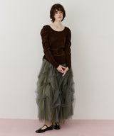 【一部カラー予約】シアーベロアパフギャザーTOPS