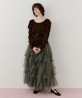 【一部カラー予約】シアーベロアパフギャザーTOPS