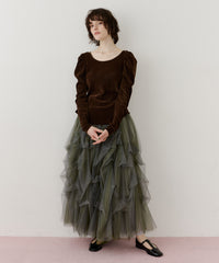 【一部カラー予約】シアーベロアパフギャザーTOPS