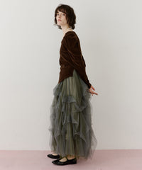 【一部カラー予約】シアーベロアパフギャザーTOPS