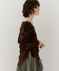 【一部カラー予約】シアーベロアパフギャザーTOPS