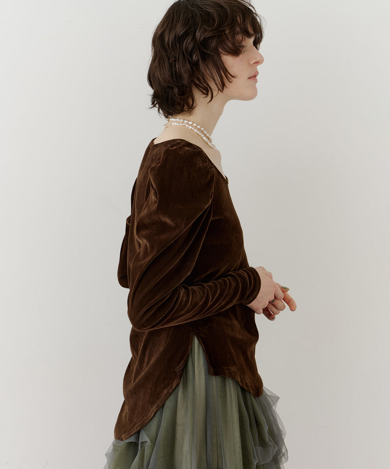 【一部カラー予約】シアーベロアパフギャザーTOPS