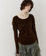 【一部カラー予約】シアーベロアパフギャザーTOPS