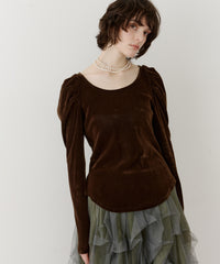 【一部カラー予約】シアーベロアパフギャザーTOPS