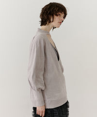 ねじりチョーカー深V裾デザインニット