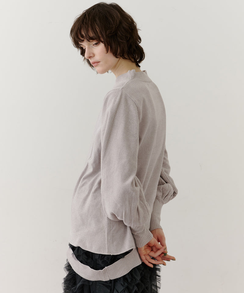 ねじりチョーカー深V裾デザインニット