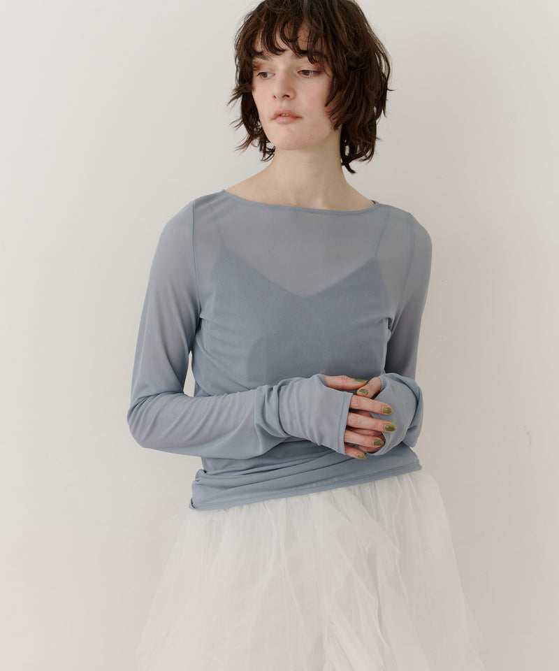 ロングスリーブボートネックシアーTOPS