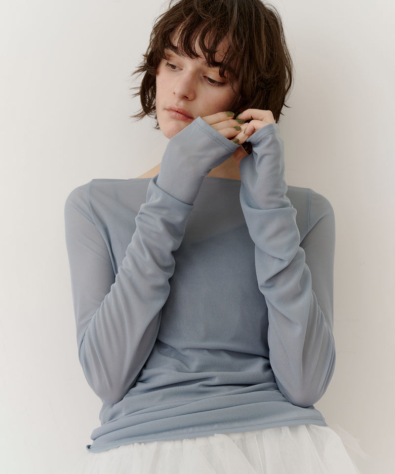 ロングスリーブボートネックシアーTOPS