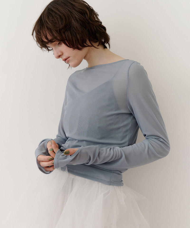 ロングスリーブボートネックシアーTOPS